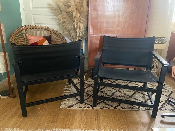 Paire de fauteuils Safari  vintage