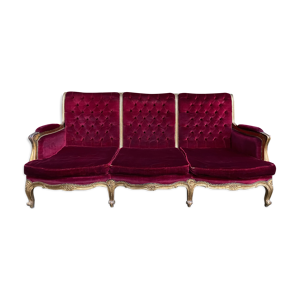 Canapé velours rouge