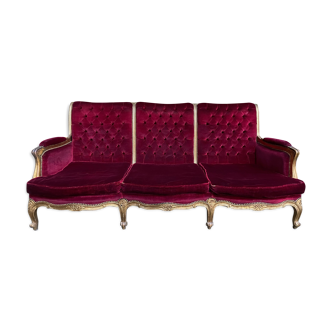 Sofa velvet red theater and gilded wood