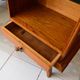 Compass foot bedside table in oak and opaline glass