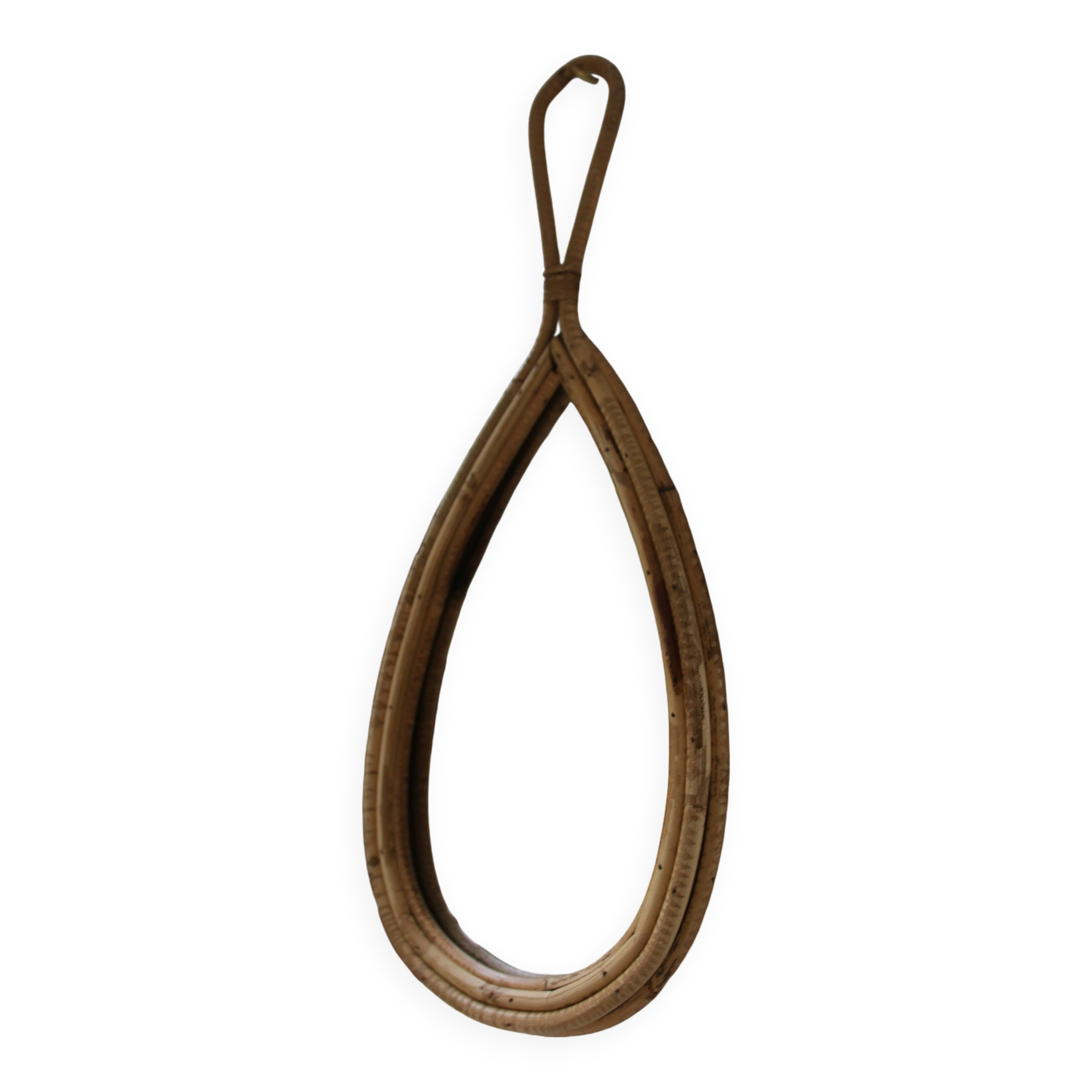 Vintage rattan teardrop mirror