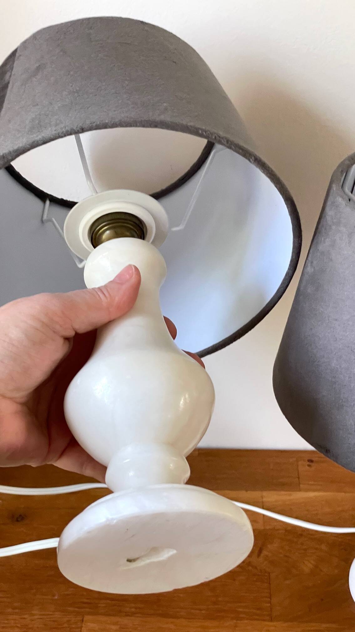 Paire lampes albâtre vintage