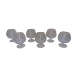 Set of six glasses engraved with crystal grape bunches