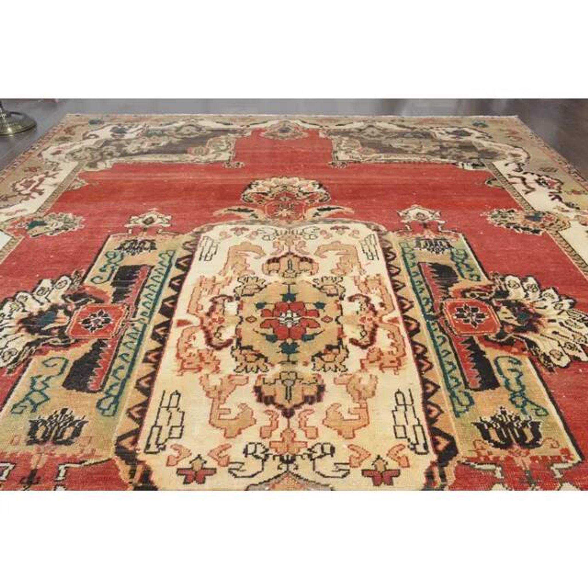 1970s Vintage Turkish Handmade Wool Red Oversized Area Rug 210x318