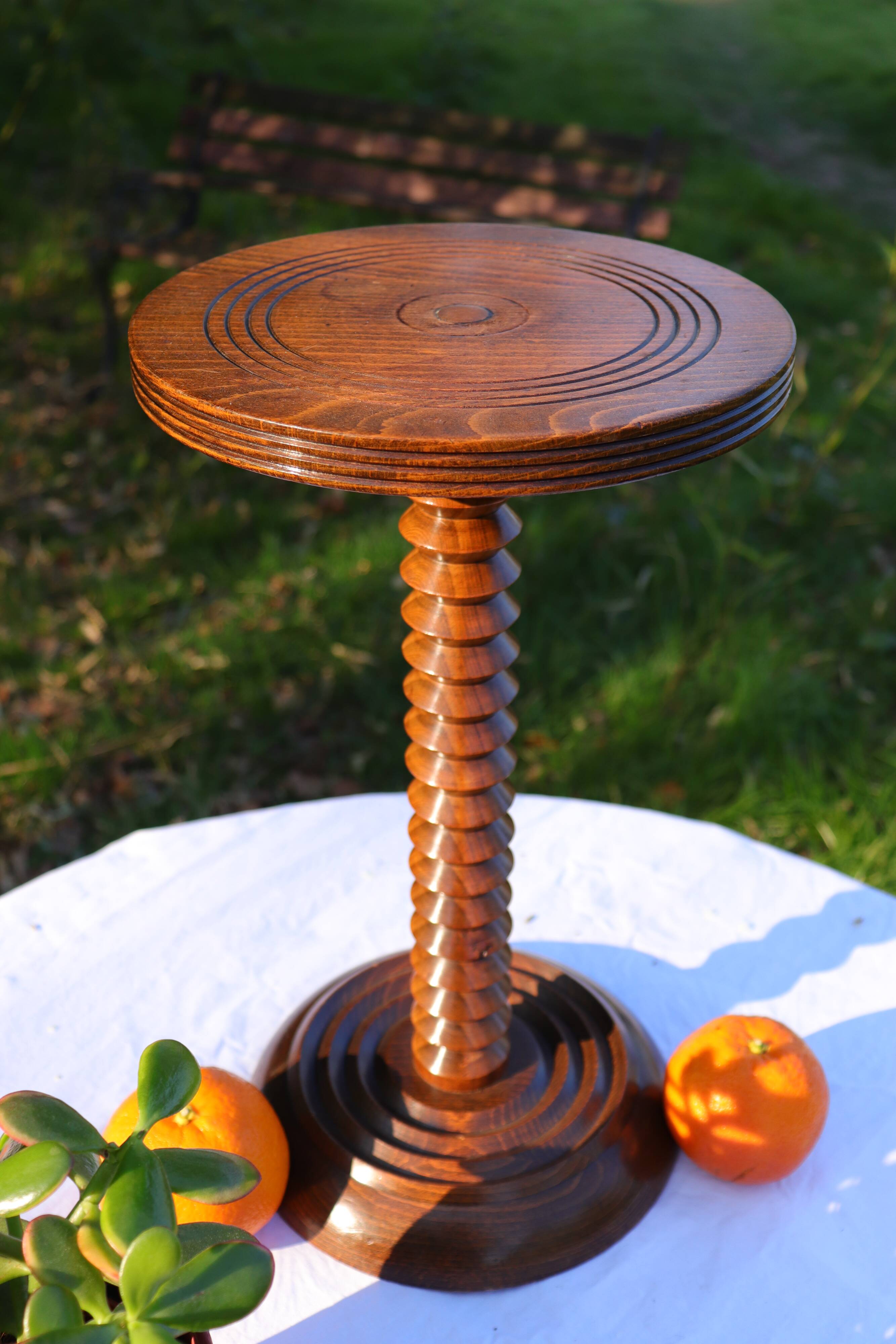 Twisted wood plant holder