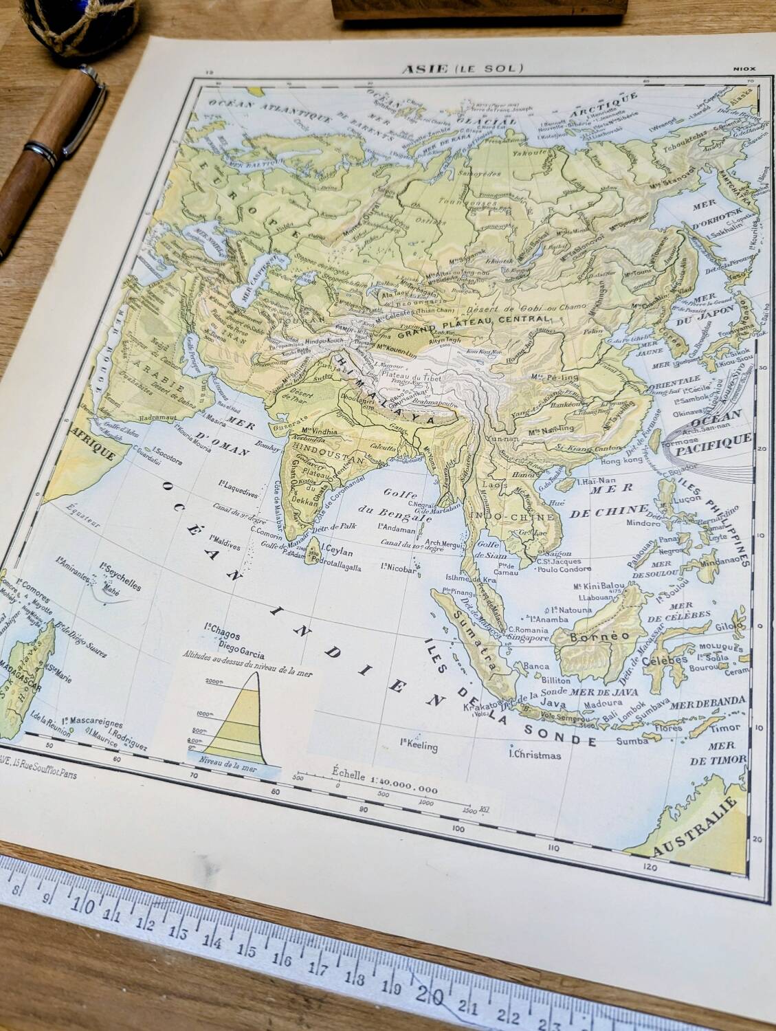 Physical Asia. Geographical plate printed in 1900.