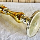 Old candle holder XIX gilded mercurized eglomised glass
