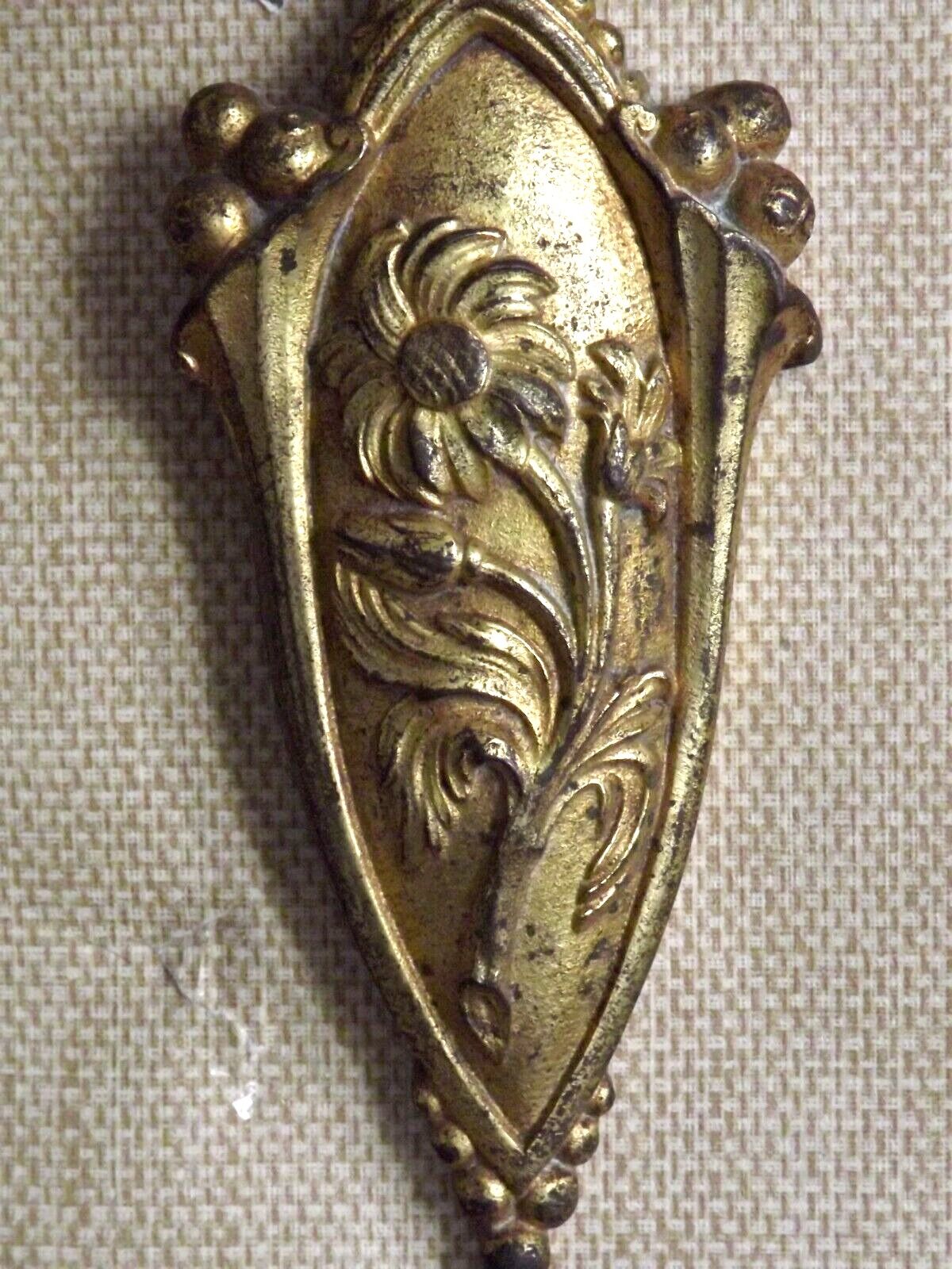 French art nouveau bronze wall light white frilled patterned glass shade 4213