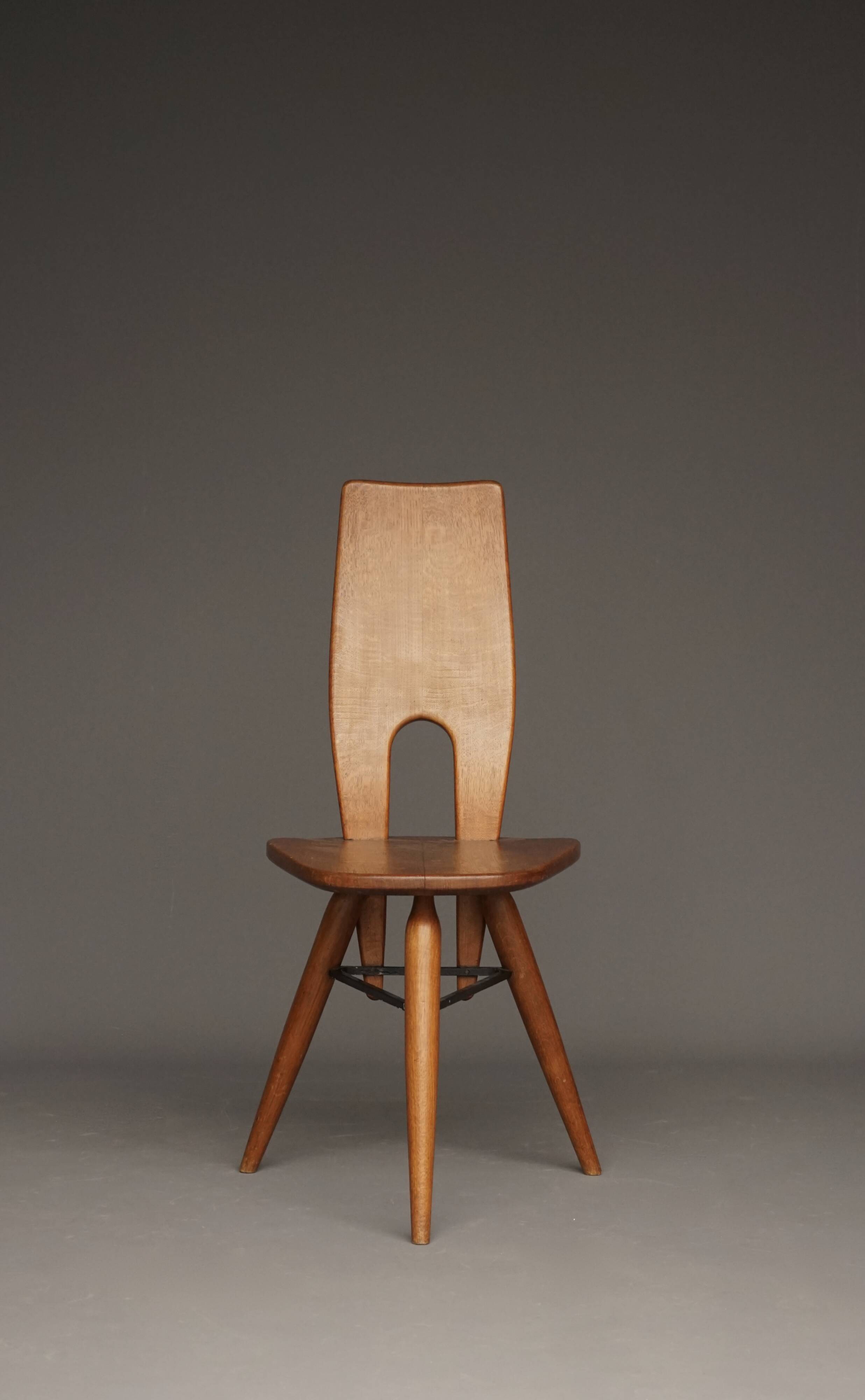 Italian Oak Side Chair, 1950s