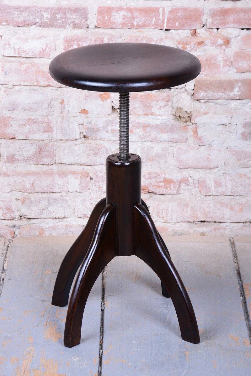 Art Deco Piano Stool in Beech and Iron, Czech, 1940s