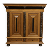 Dutch wardrobe with cushions in Renaissance style made of solid wood