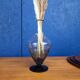 Vintage glass vase, black embossed details