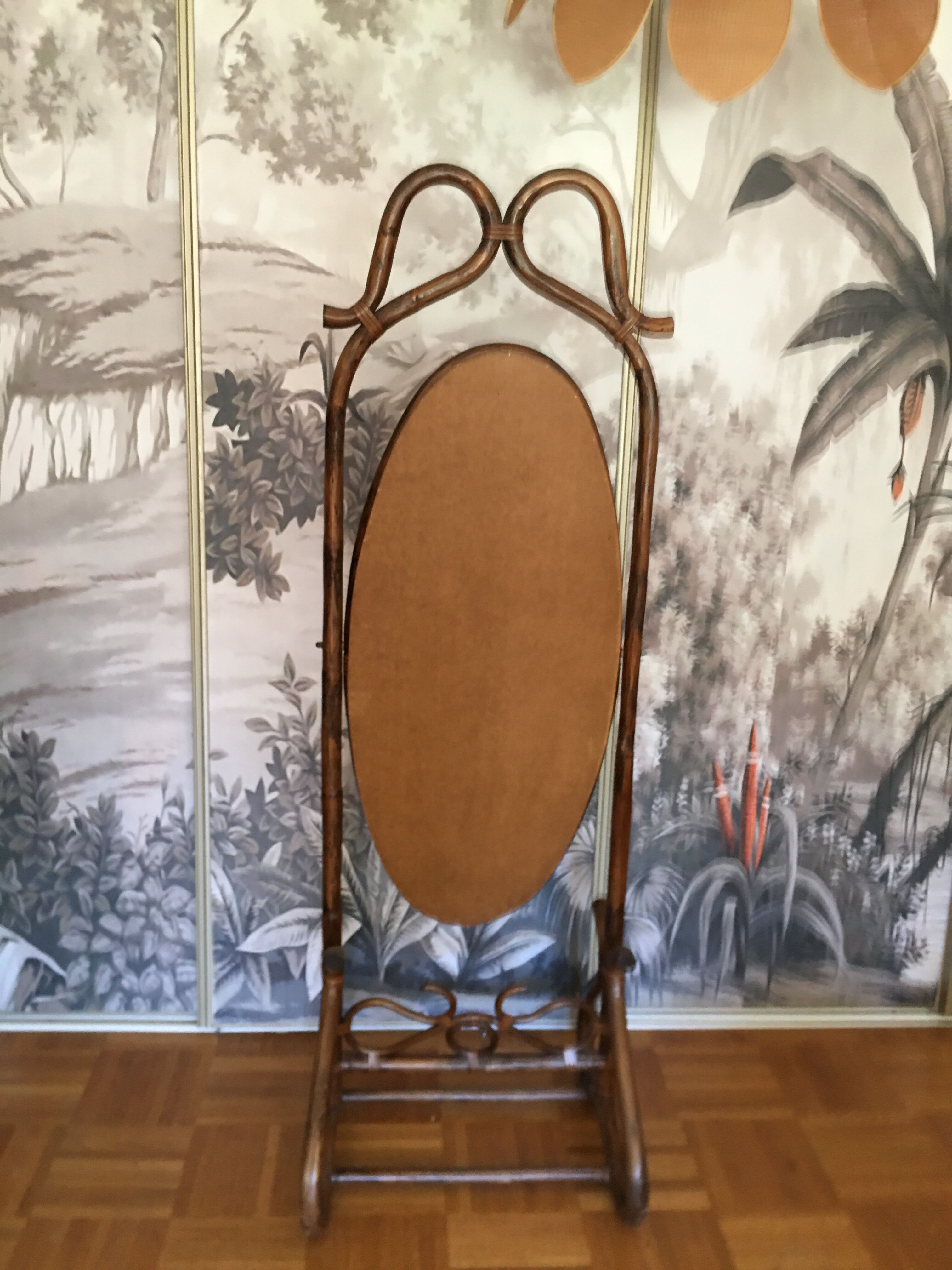 Large rattan psychedelic mirror 55x175cm
