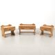 Set of 3 Brutalist cabinets in pine wood