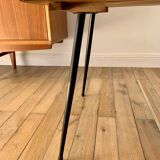 wooden coffee table and 70s design compass legs
