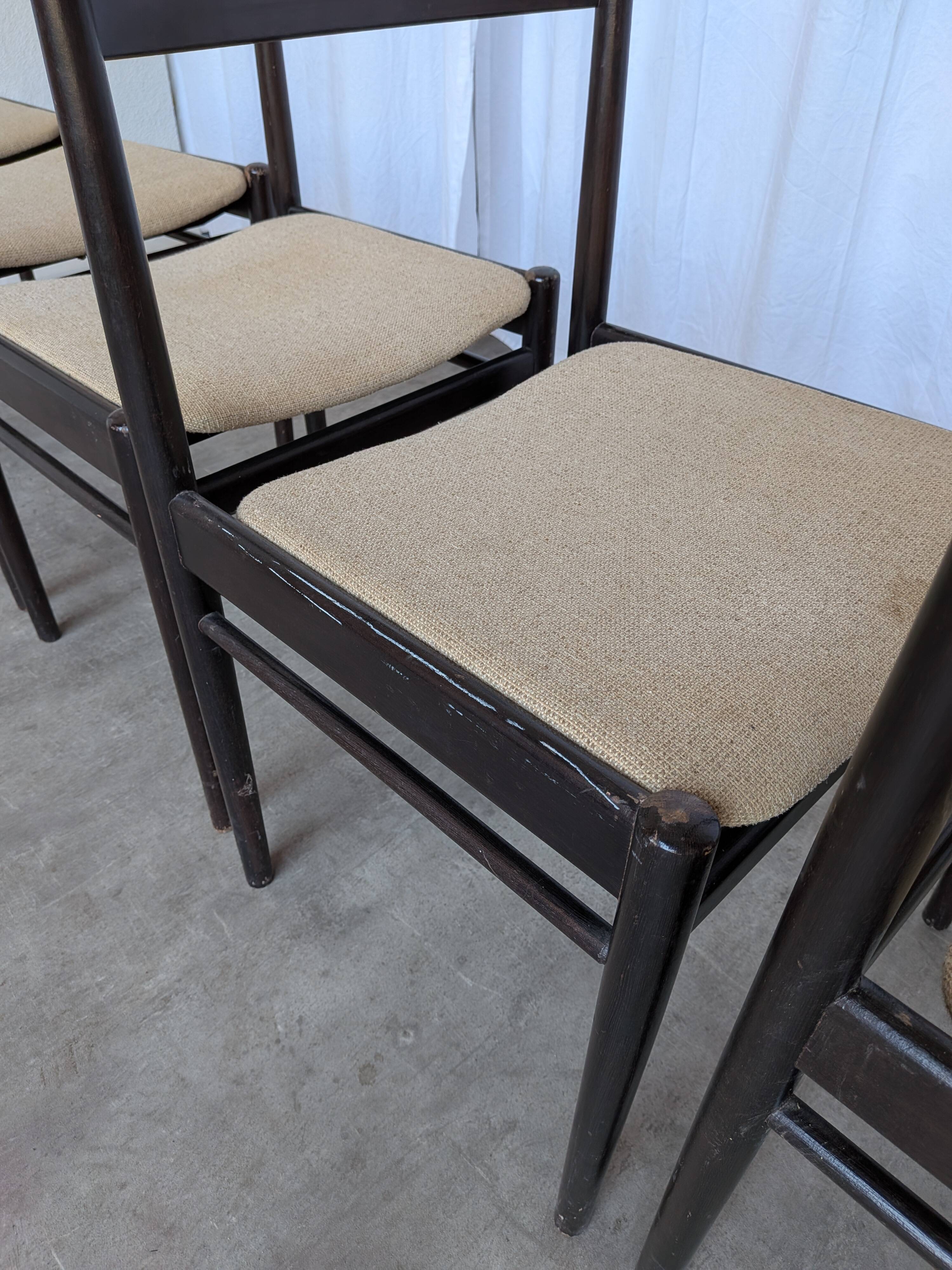 Ensemble de 6 chaises de salle à manger en bois de hêtre vintage / Style scandinave des années 50
