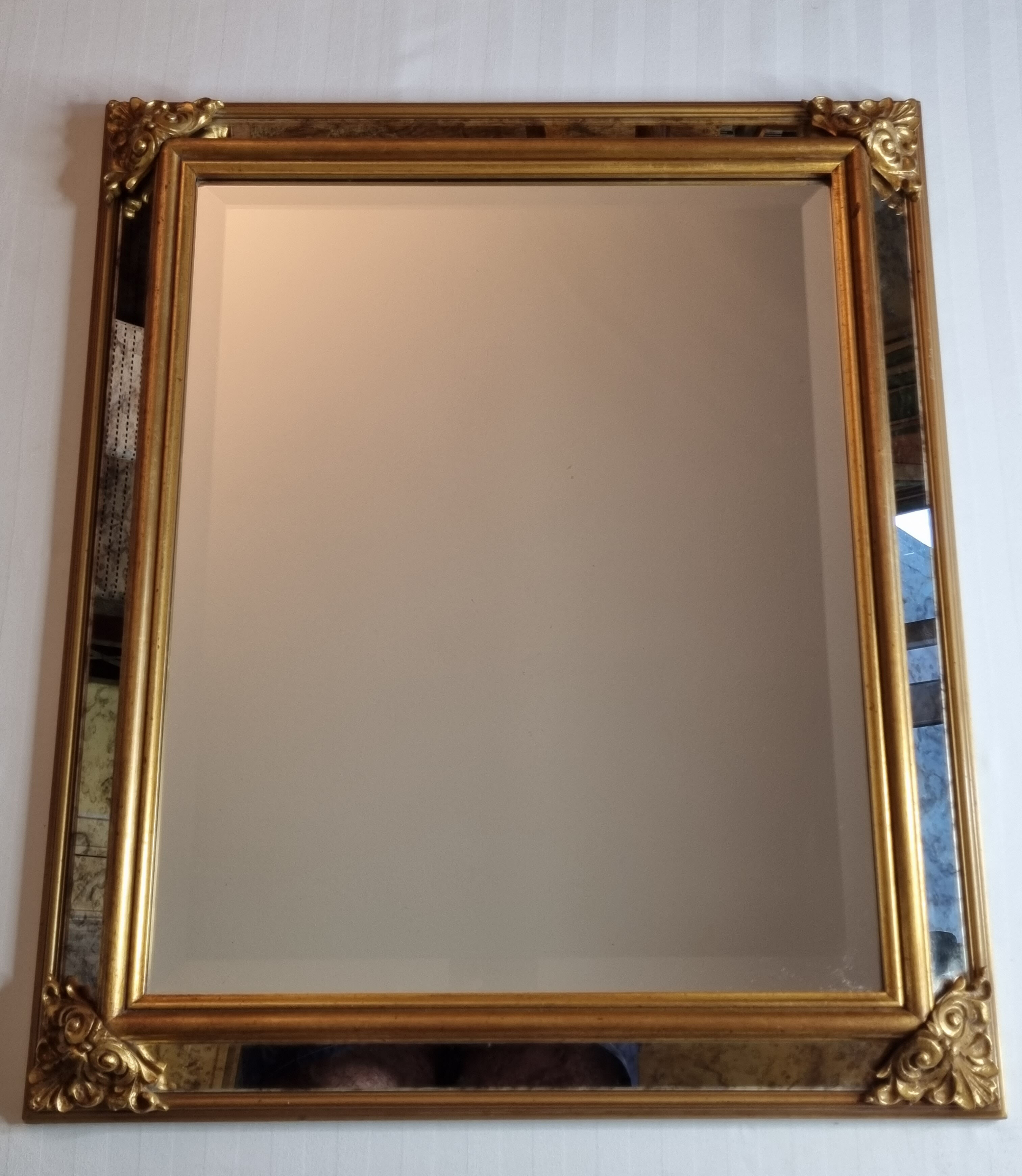 Vintage Venetian style beveled mirror with parecloses, 74 cm