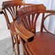 Set of 4 Vintage Bentwood Bar Stools, Brown Leather Seat, Nailhead Trim