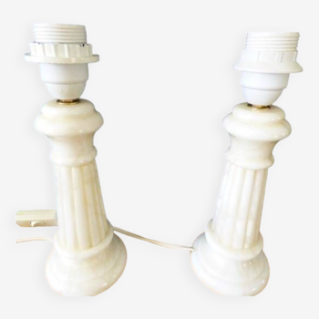 Set of 2 off-white alabaster lamp bases