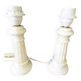 Set of 2 off-white alabaster lamp bases