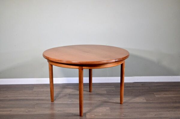 Table Ronde En Teck Extensible Vintage Style danois milieu Du Siècle