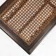 Antique French wooden stool with rattan top, ca. 1880