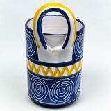 Robert Picault – Enamelled earthenware utensil holder in blue and yellow – Vallauris