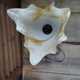 Lampe chevet salon métal tulipe pâte verre ancien vintage