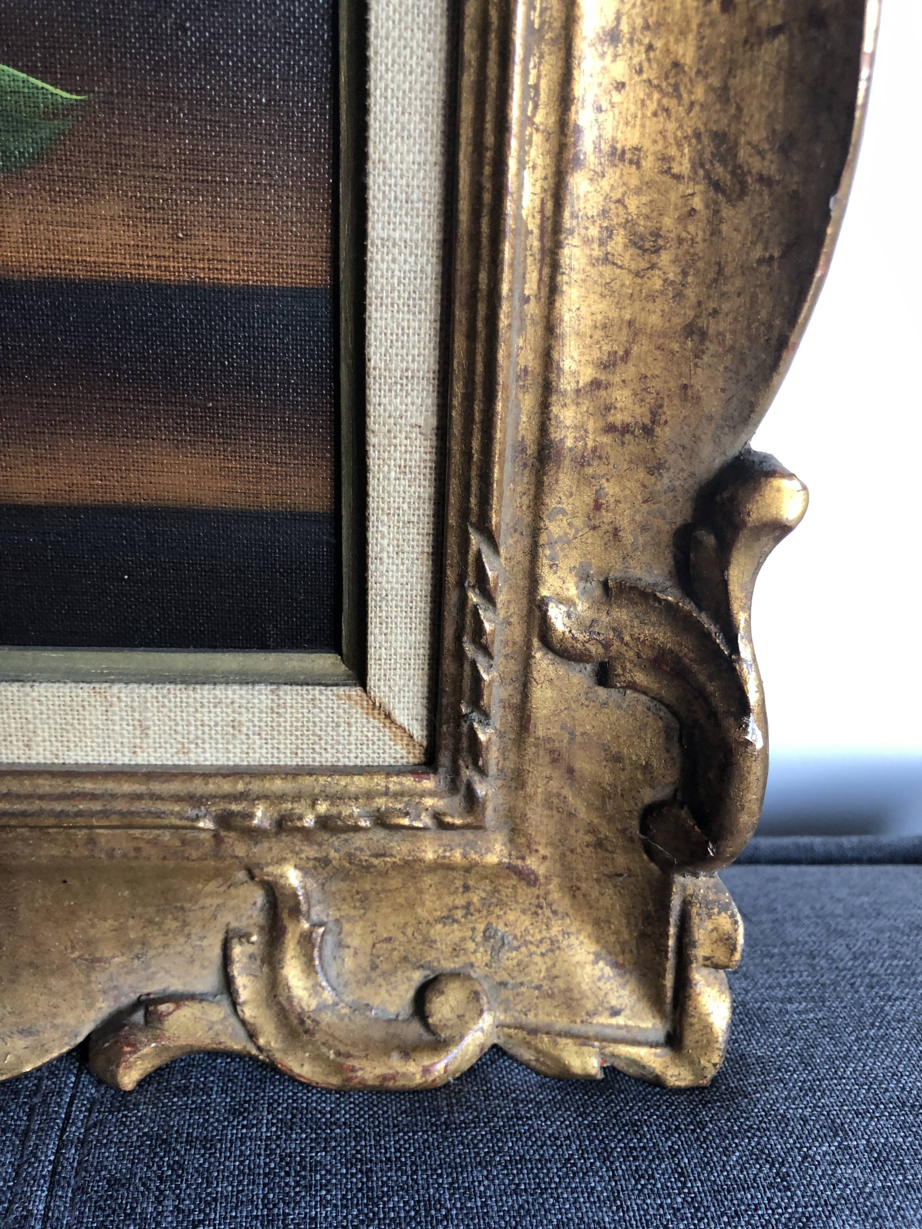 Oil on canvas painting of flowers