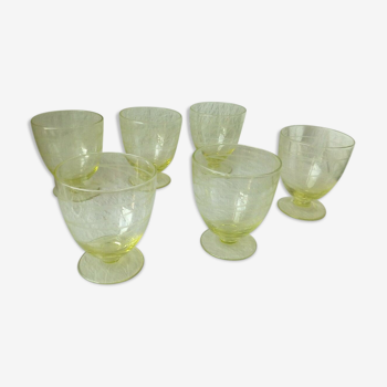 6 GLASSES WITH WATER COLOR OURALINE DECOR GRAVE OLD N° 2