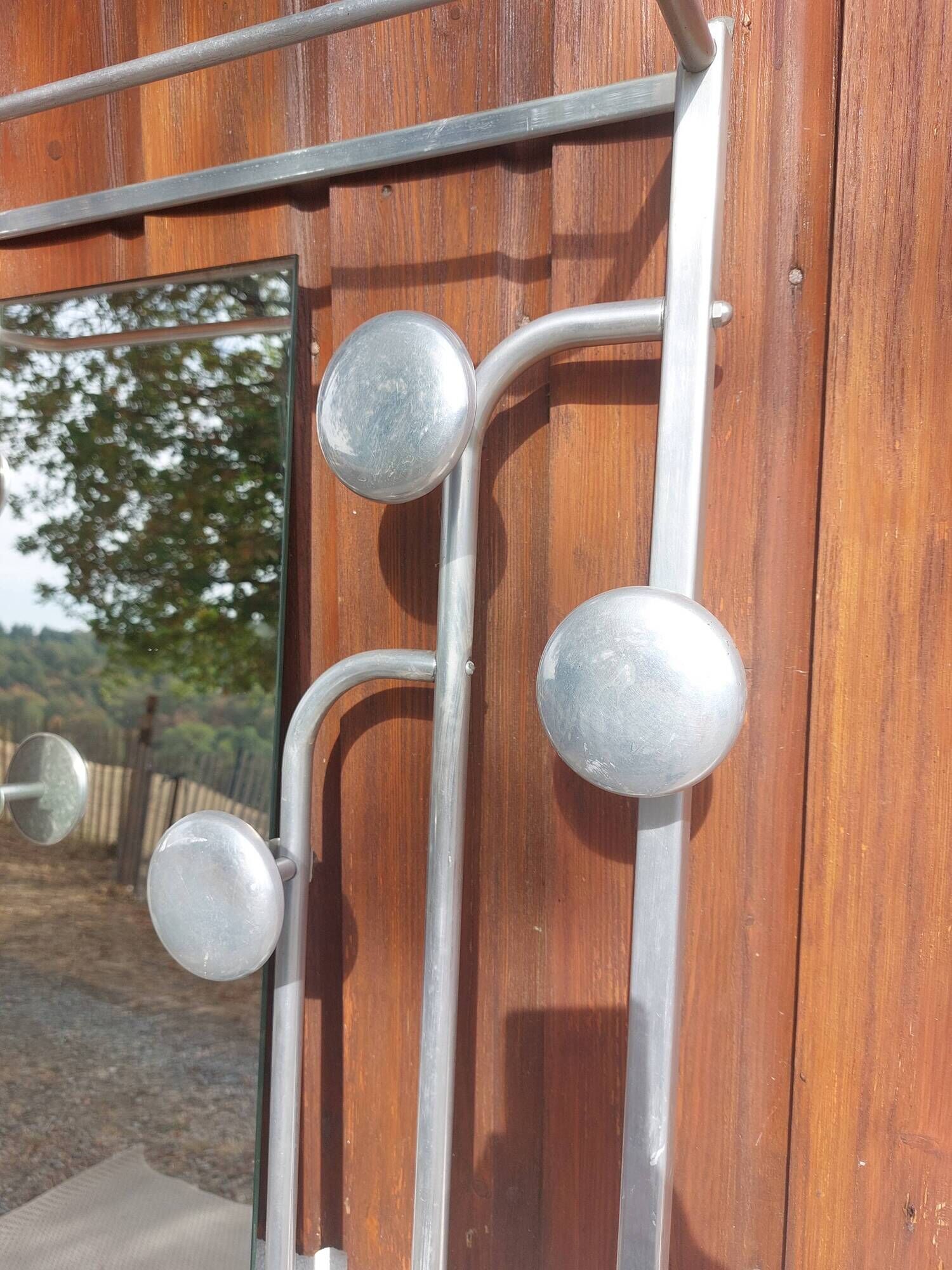 aluminium entrance coat rack, hooks, vintage, industrial