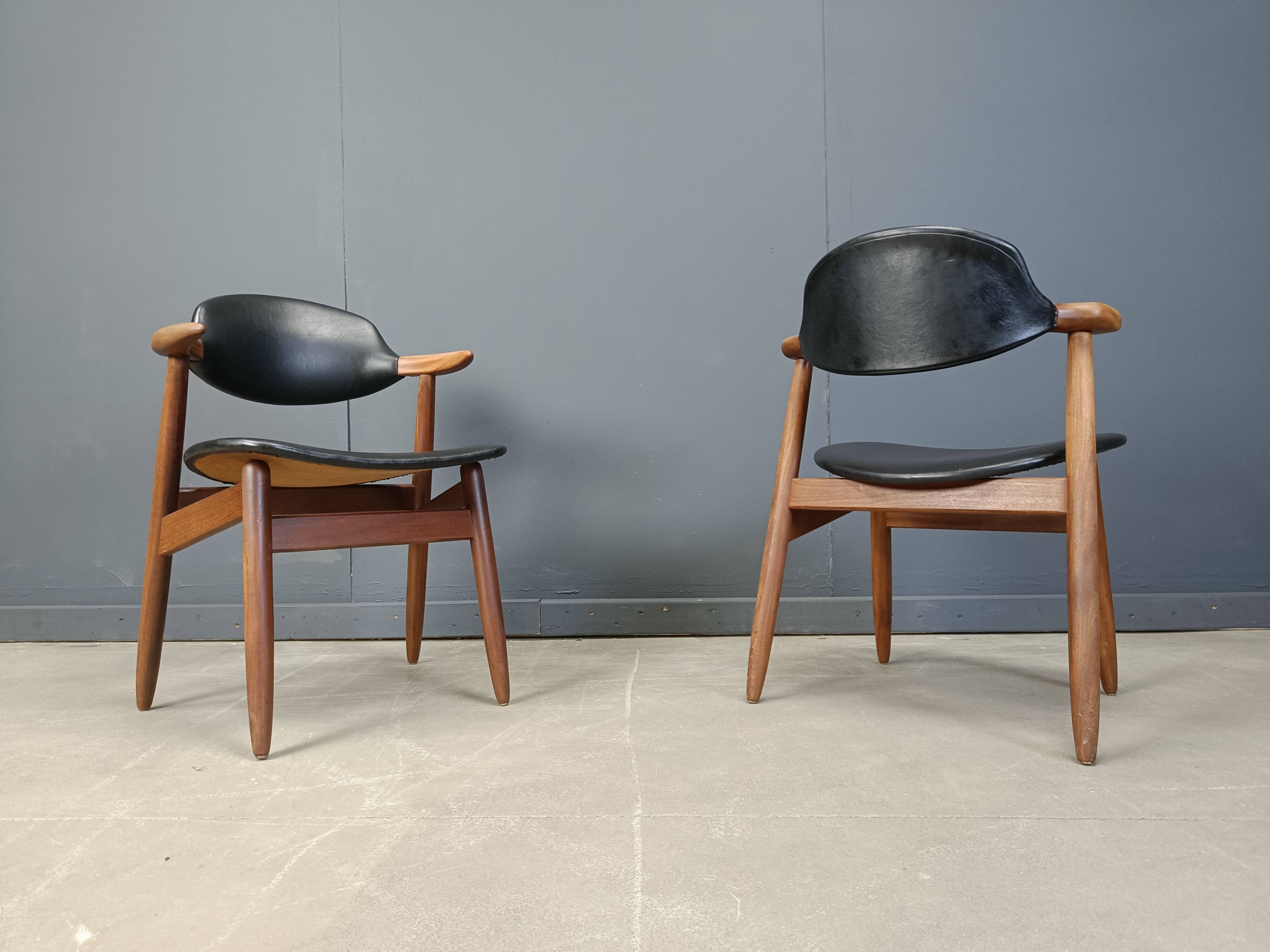 Vintage Cowhorn Dining Chairs by Tijsseling Meubelfabriek, Hulmefa, 1960s,
