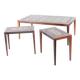 Set of coffee tables in rosewood and ceramic.