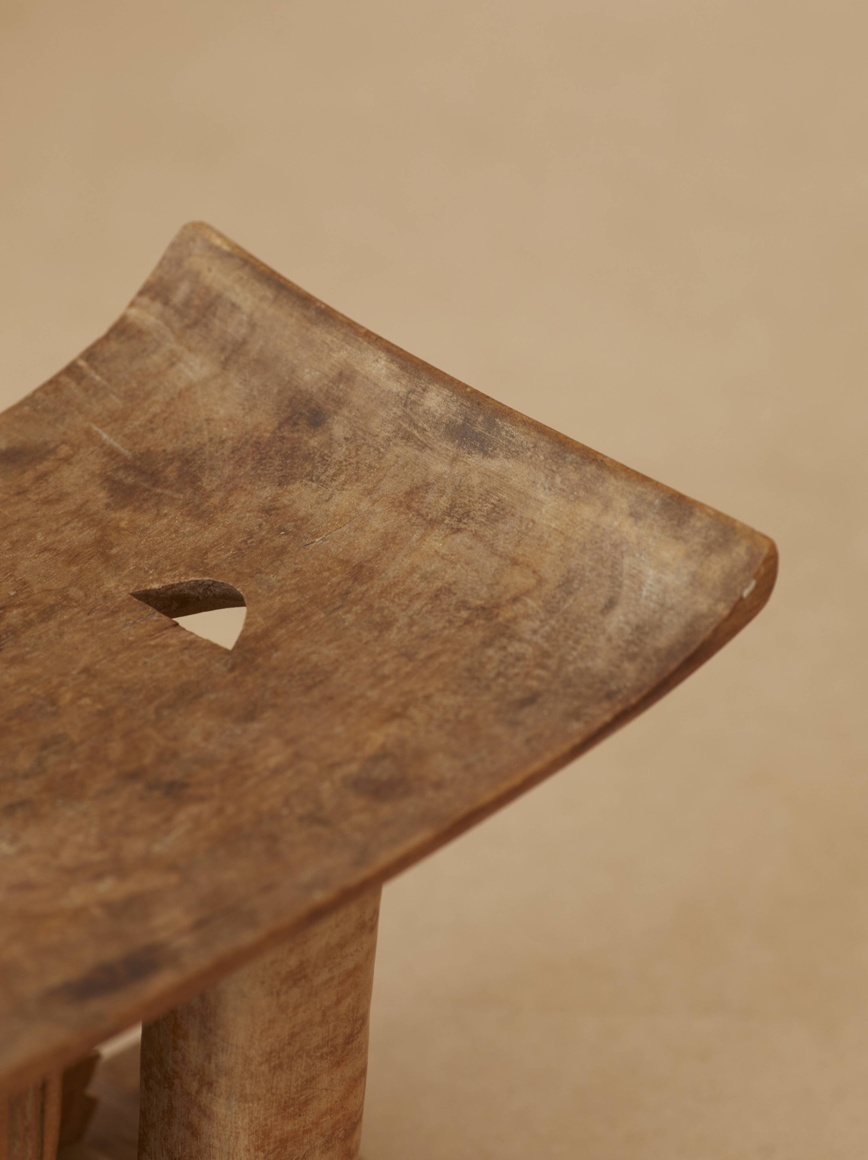 African Ashanti monoxyl stool in solid wood circa 1950