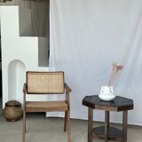 Pedestal table or small octagonal side table quadripod base with modernist spacer