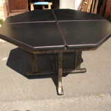 Table around 1980 steel and laminate black ash