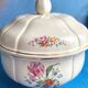 Soupière ancienne Badonviller – demi-porcelaine ivoire, fleurs et dorure