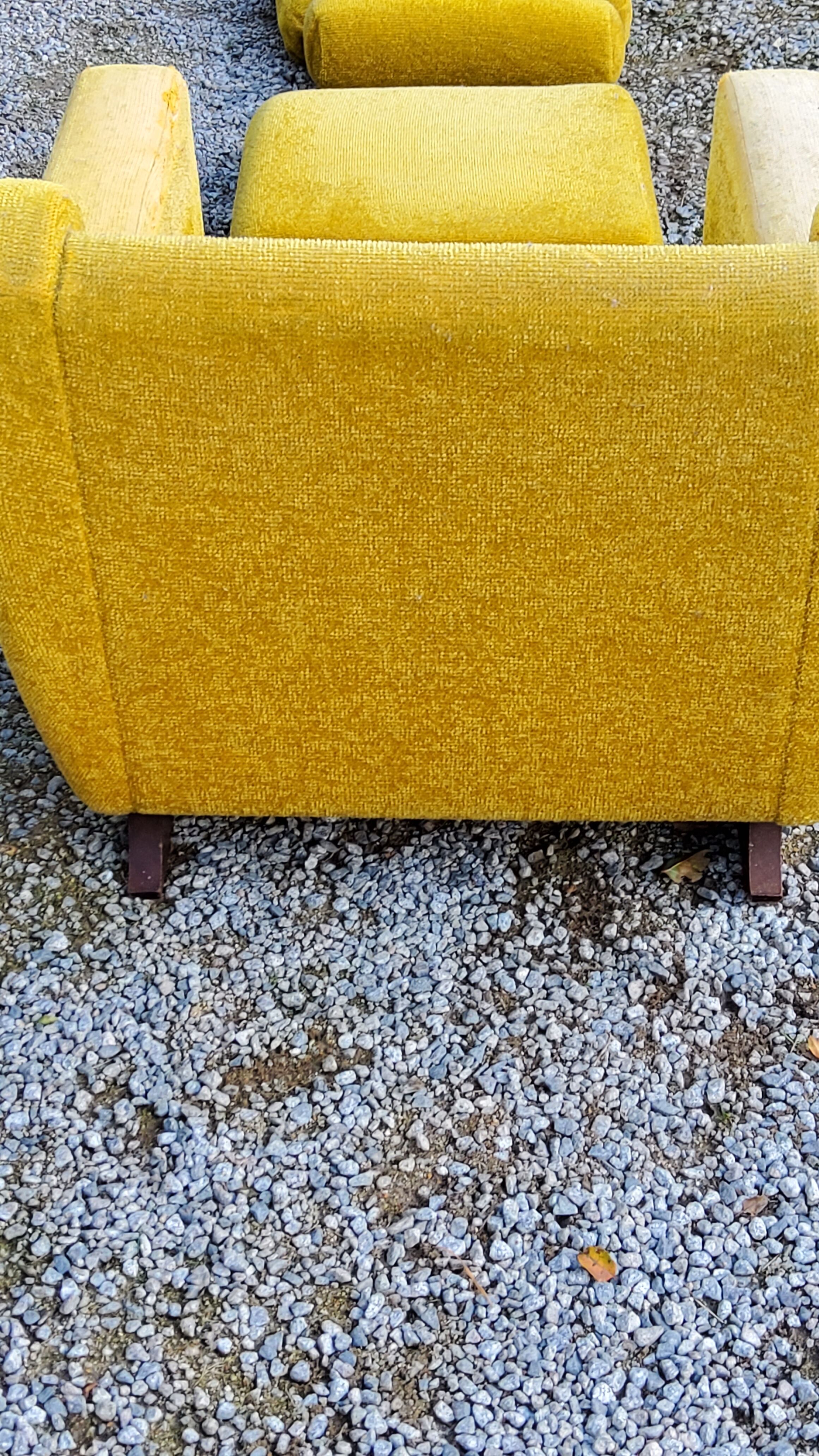 Armchair of the 70s velvet base sleigh in solid mahogany