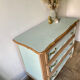 Vintage chest of drawers 3 drawers raw wood and sage green