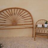 Rattan headboard and bedside table