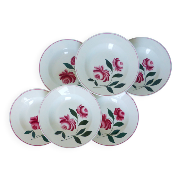 6 assiettes creuses vintage du Printemps Paris modèle Essonnes