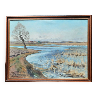 Tableau impressionniste scandinave, signé de 1922