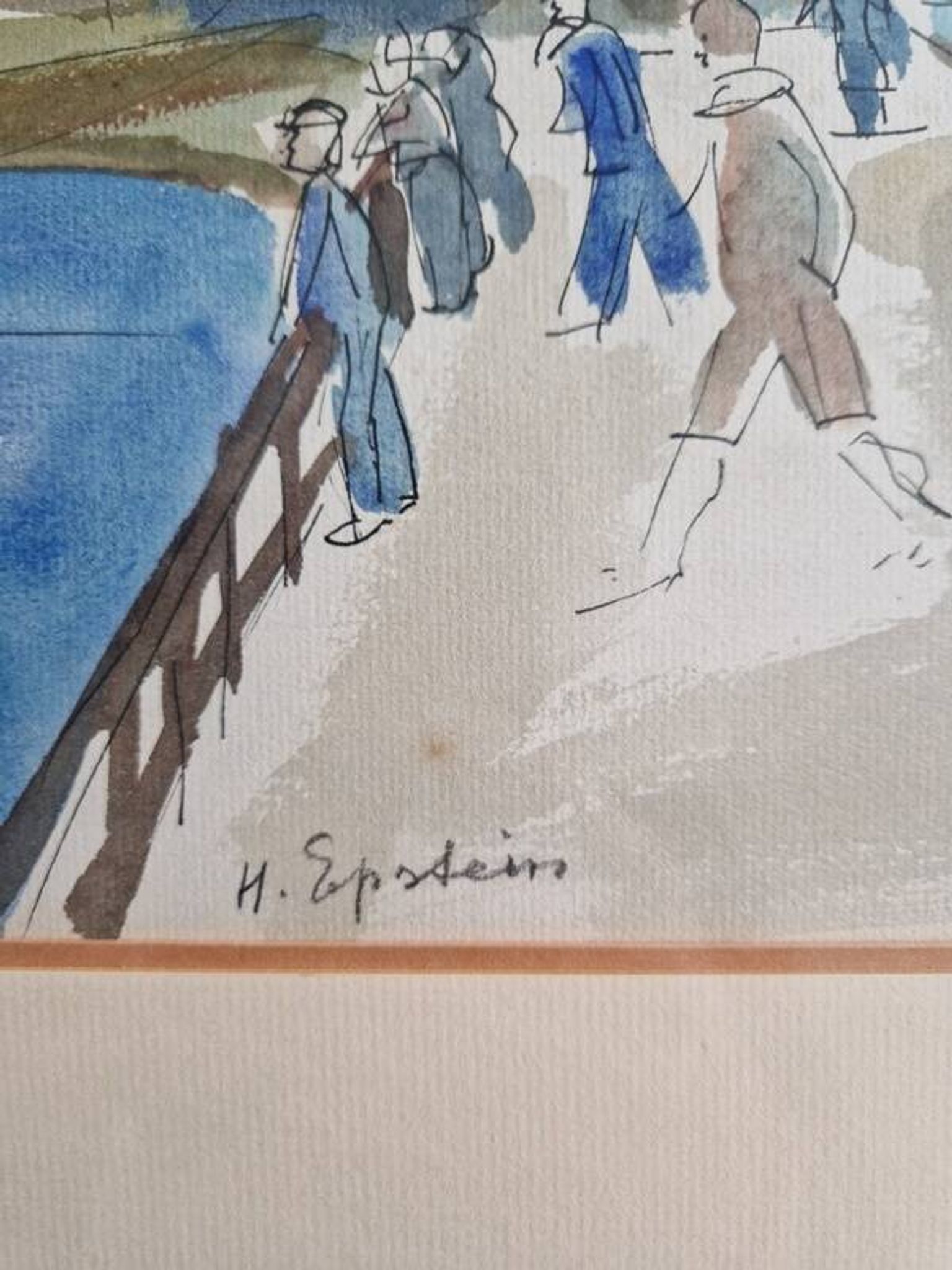 Henri Epstein (1891-1944) - Watercolour on paper - Busy port - Signed