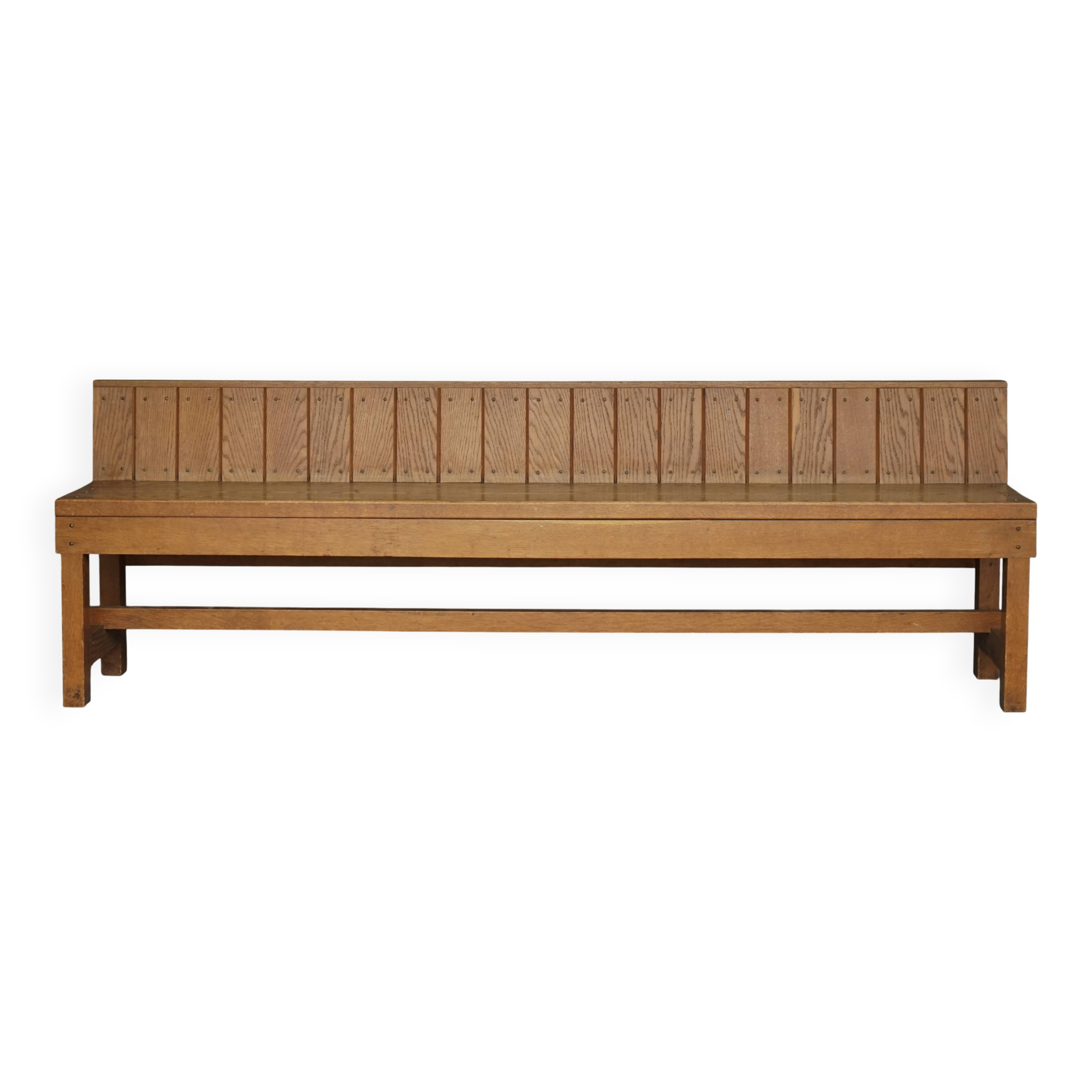 Dutch Traditionalist oak bench, Delft School. 1920s