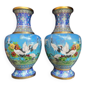 Pair of large cloisonné vases from China