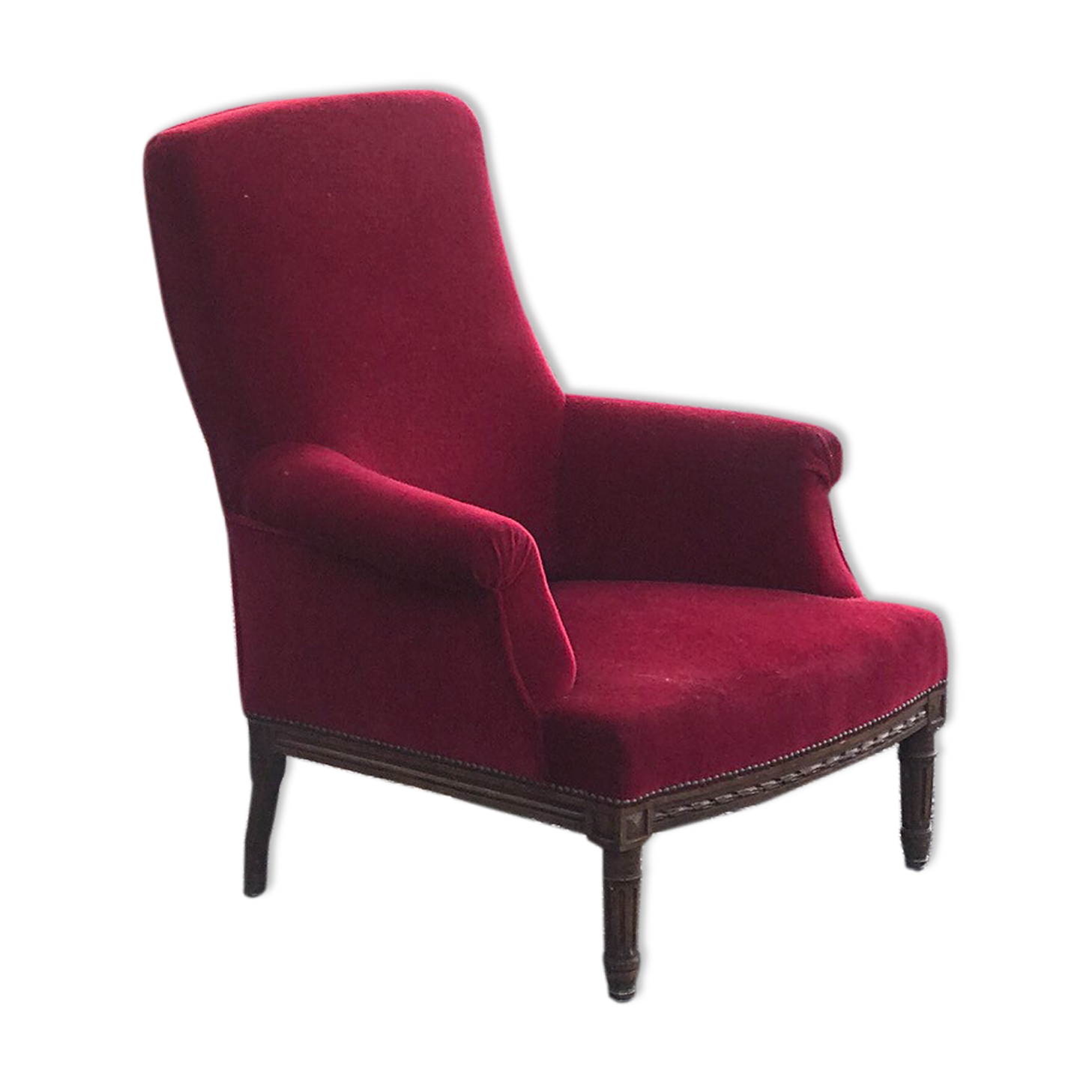 Red velvet English armchair