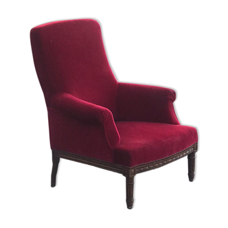Red velvet English armchair