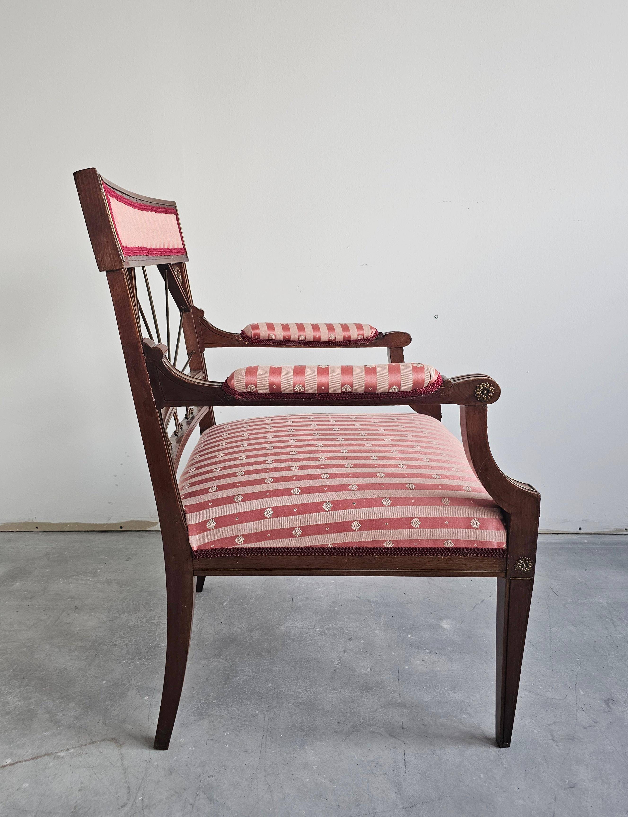 Fauteuil Empire Français en Acajou tapissé