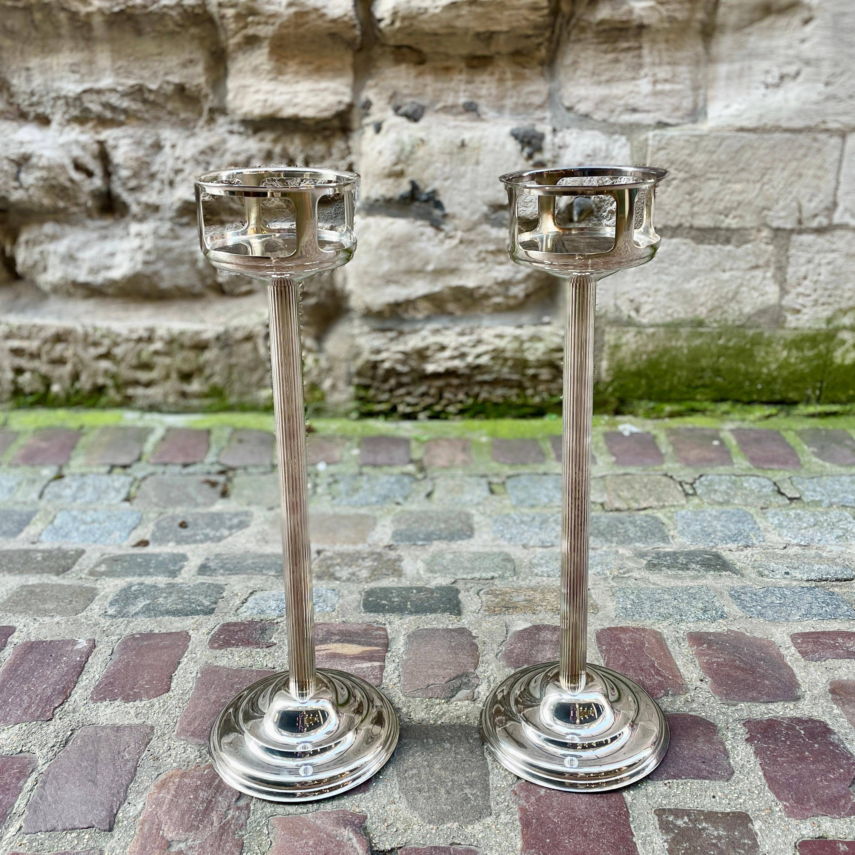 Column for bucket holder in silver-plated metal European craftsmanship