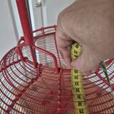 very large vintage red metal basket with handle